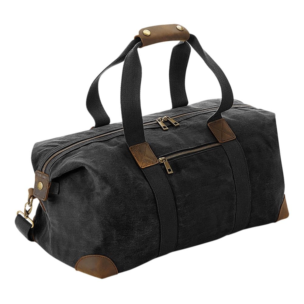 Quadra Heritage Leather Accented Waxed Canvas Holdall