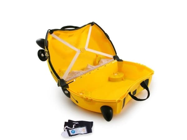 Trunki Bernard Bee, Vaunu, Kova kuori, Keltainen, Muovi, 4 renkaita, Vetoketju