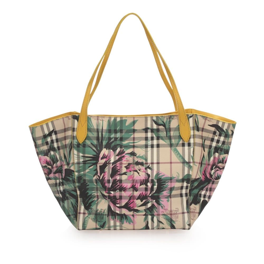 Burberry House Check Floral Travel Bag Brown