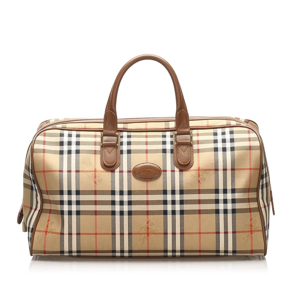 Burberry Haymarket Check Canvas Travel Bag Brown