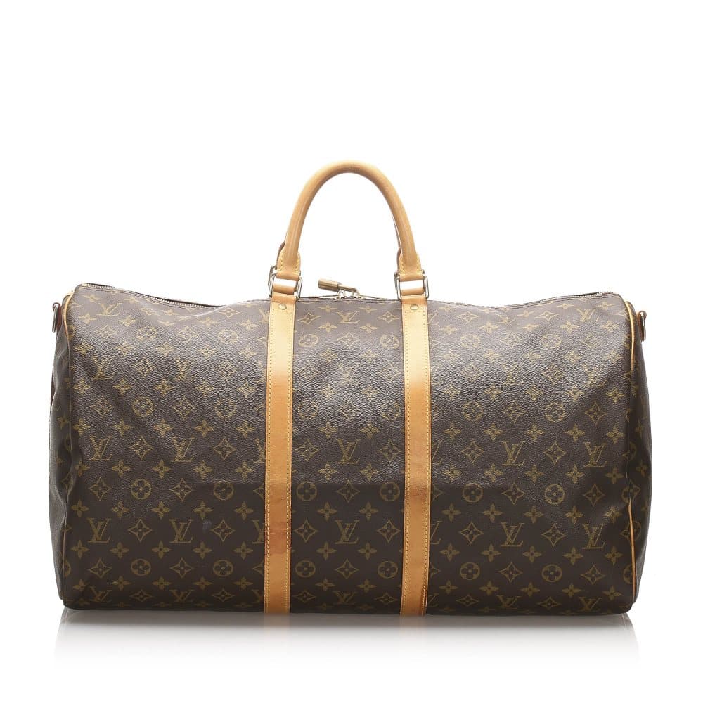 Pre-owned Louis Vuitton Monogram Keepall Bandouliere 55 Brown