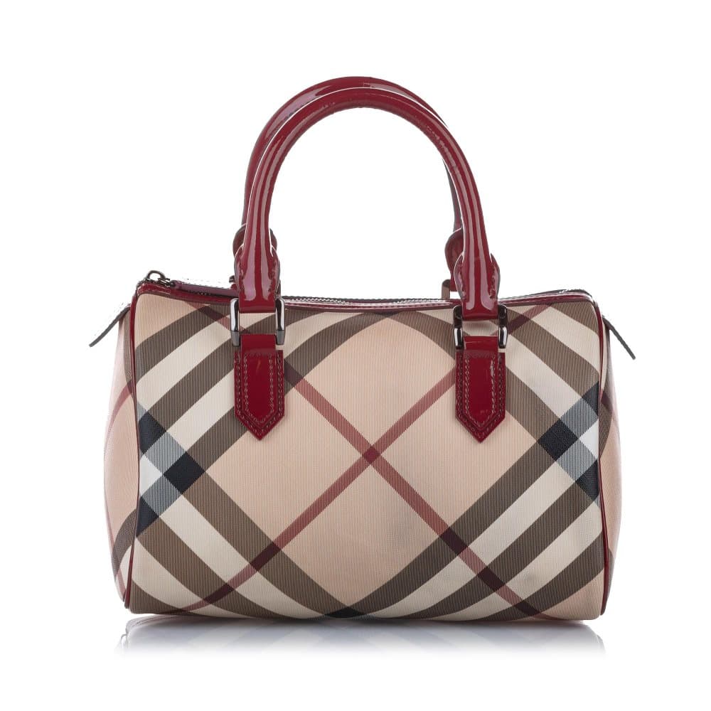 Burberry Supernova Check Canvas Boston Bag Brown