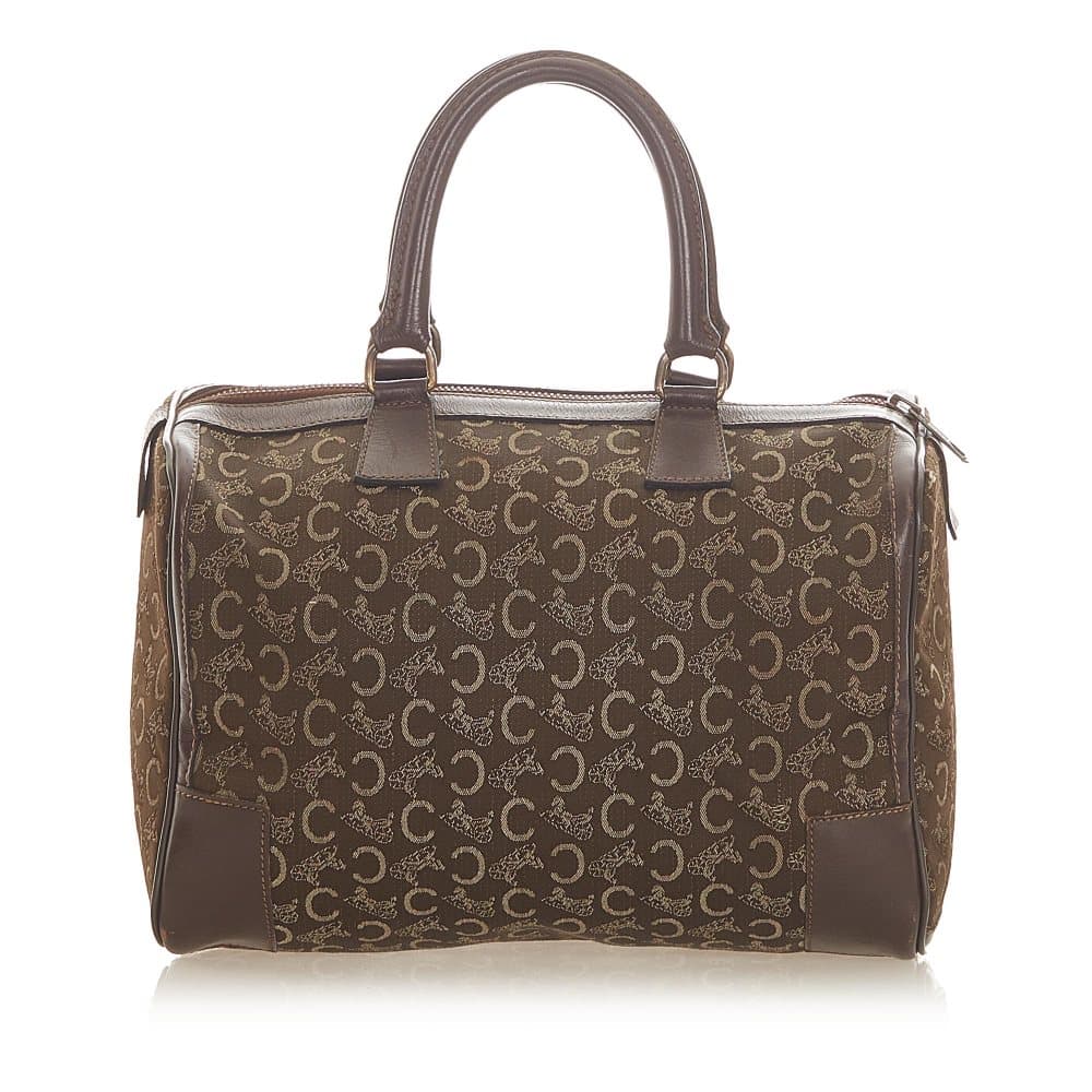 Pre-owned Celine C Macadam Canvas Boston Bag Brown