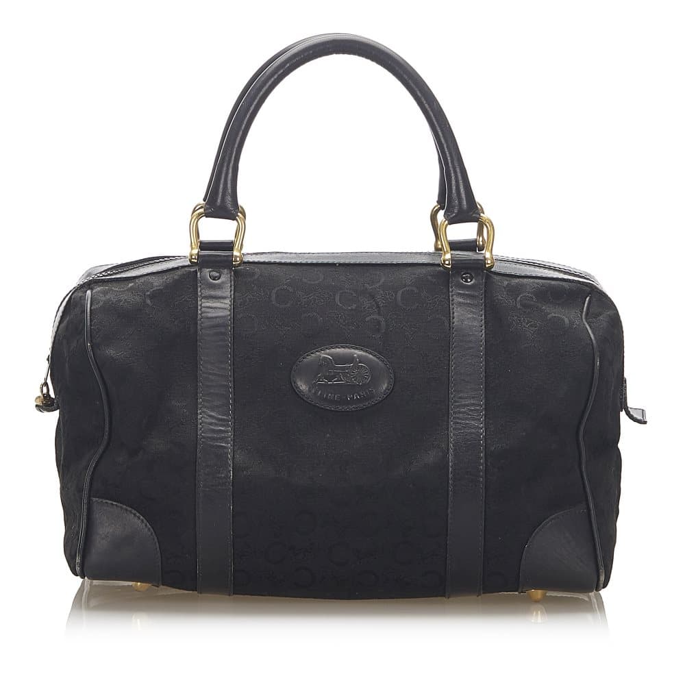 Pre-owned Celine C Macadam Canvas Boston Bag Black