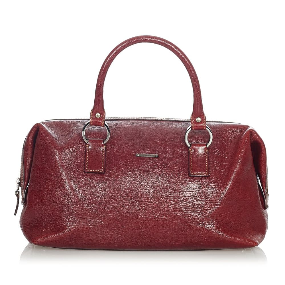 Pre-owned Gucci Leather Boston Bag Red