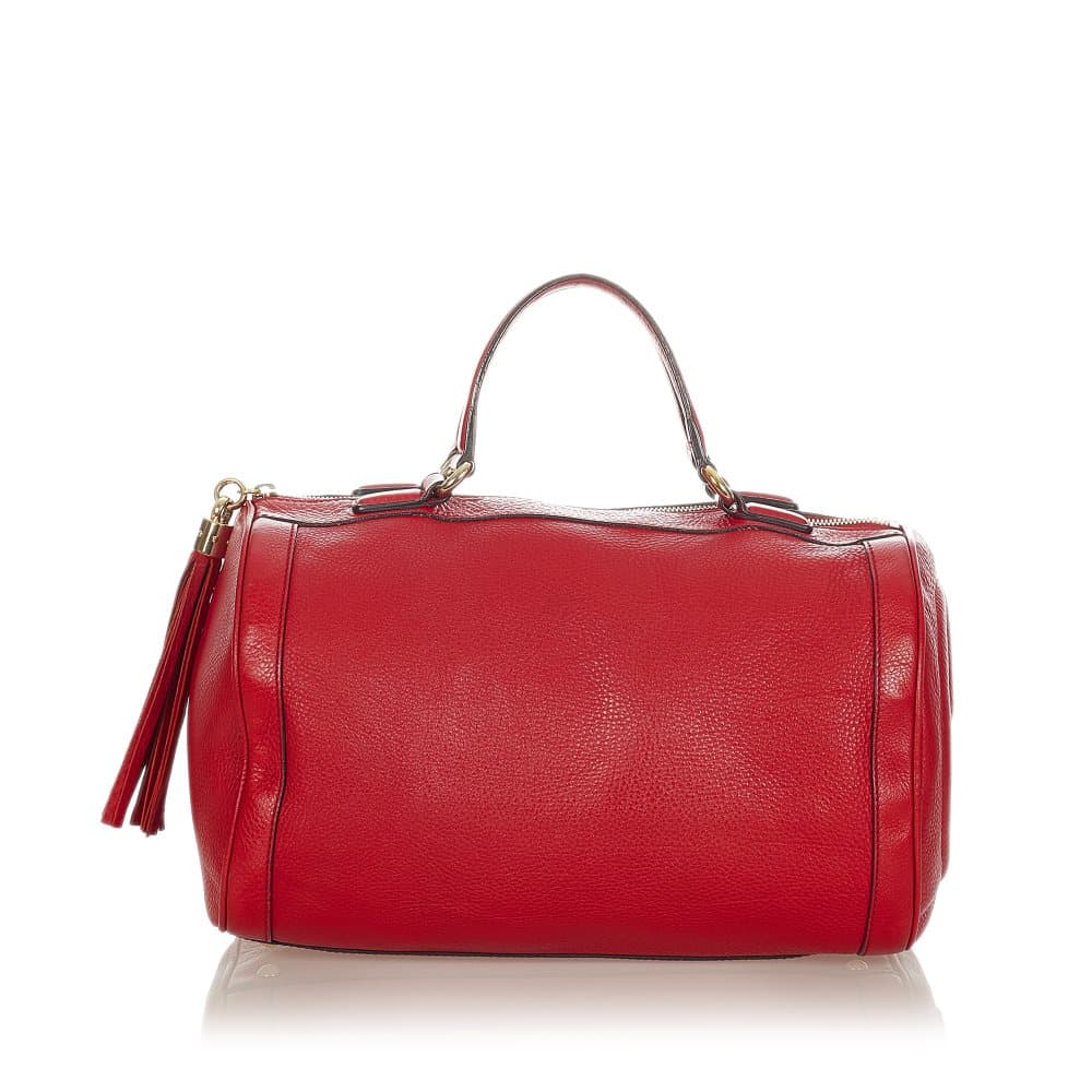 Pre-owned Gucci Soho Leather Boston Bag Red