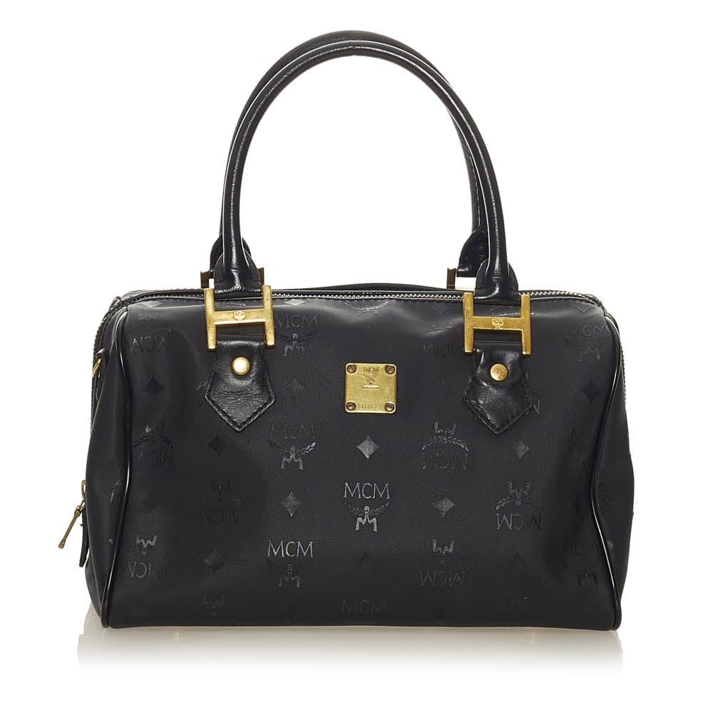 Pre-owned MCM Visetos Boston Bag Black