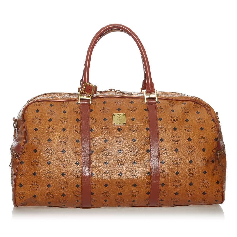 Pre-owned MCM Visetos Leather Travel Bag Brown