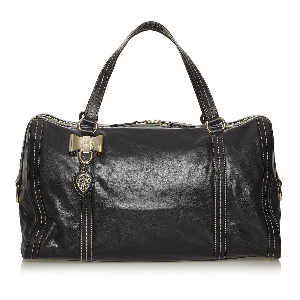 Pre-owned Gucci Duchessa Leather Boston Bag Black