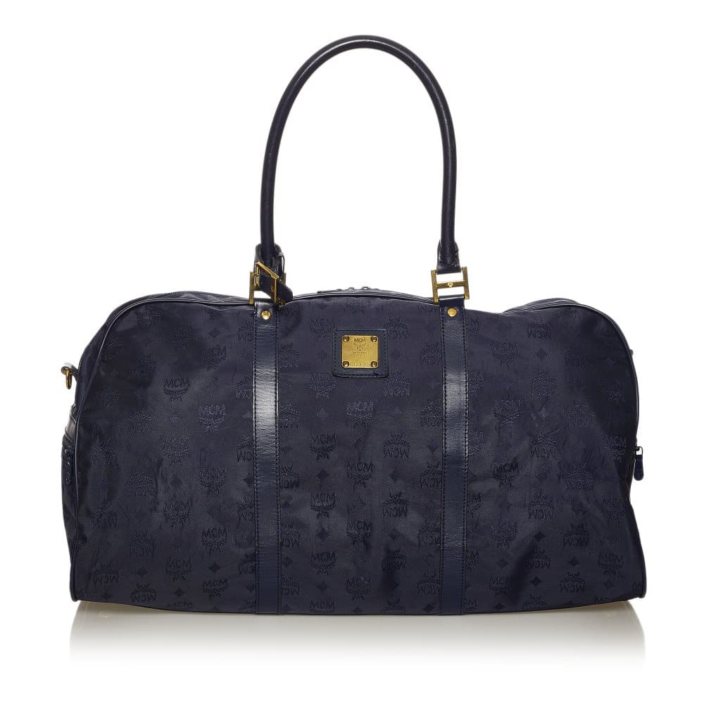 Pre-owned MCM Visetos Nylon Travel Bag Blue