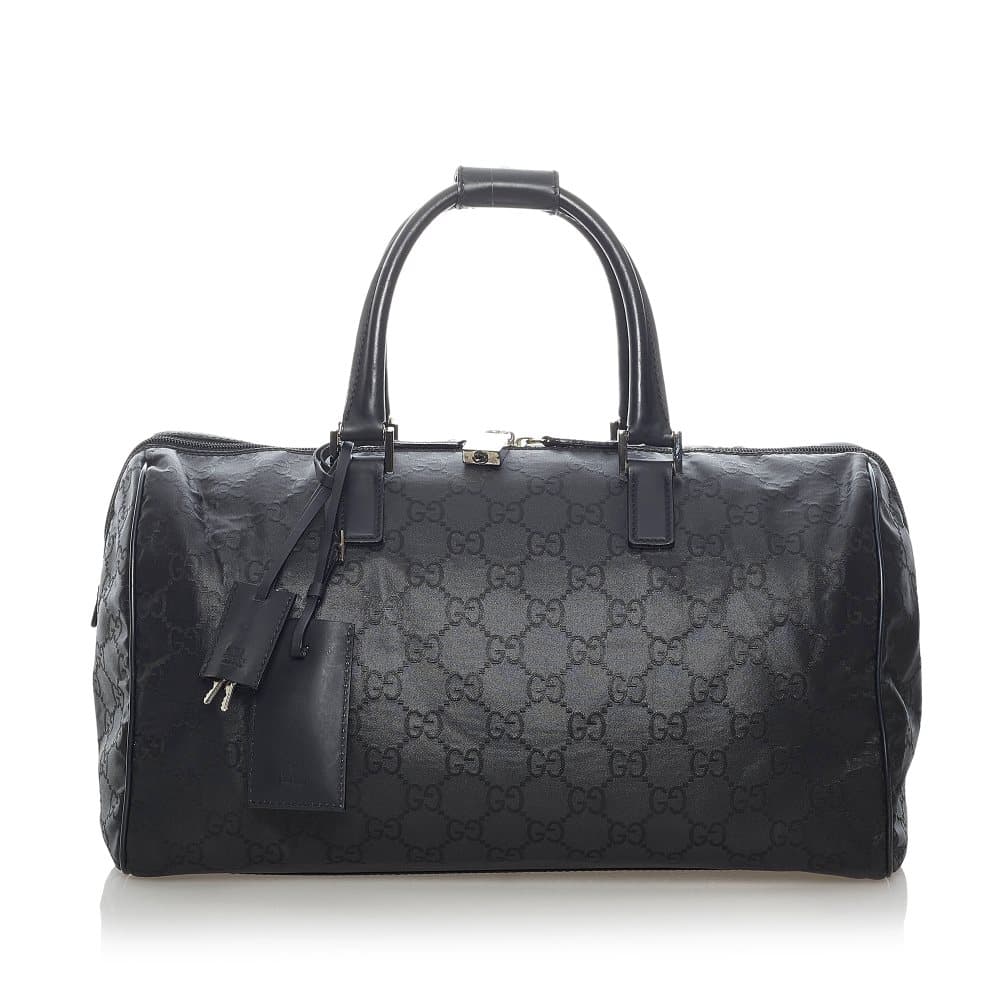 Pre-owned Gucci GG Nylon Boston Bag Black