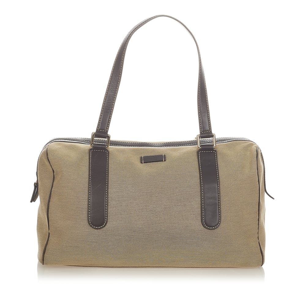 Pre-owned Gucci Canvas Boston Bag Brown