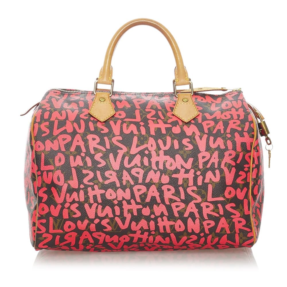 Pre-owned Louis Vuitton Monogram Graffiti Speedy 30 Pink