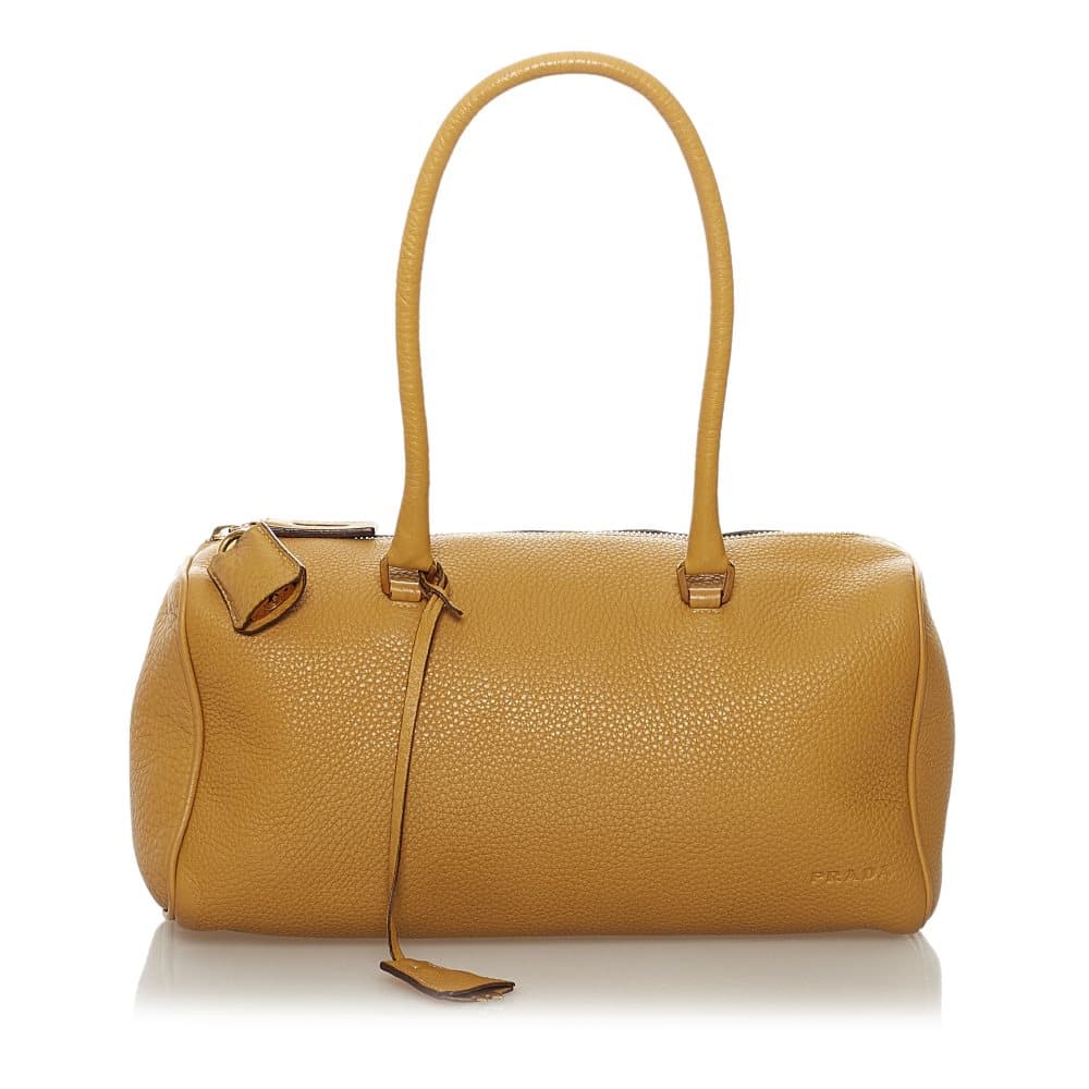 Pre-owned Prada Vitello Daino Shoulder Bag Brown