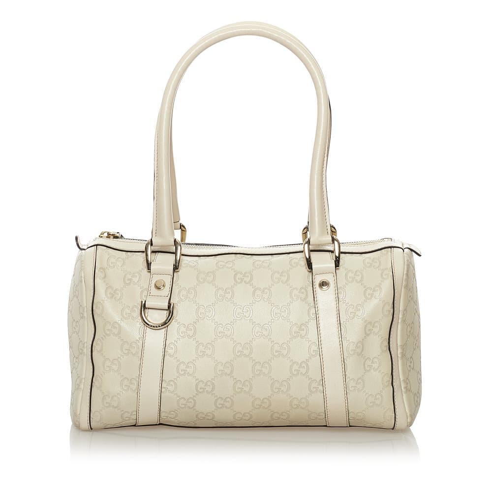 Pre-owned Gucci Guccissima Abbey Shoulder Bag White