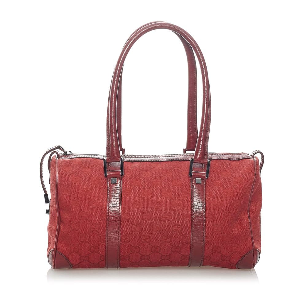 Pre-owned Gucci GG Canvas Boston Bag Red