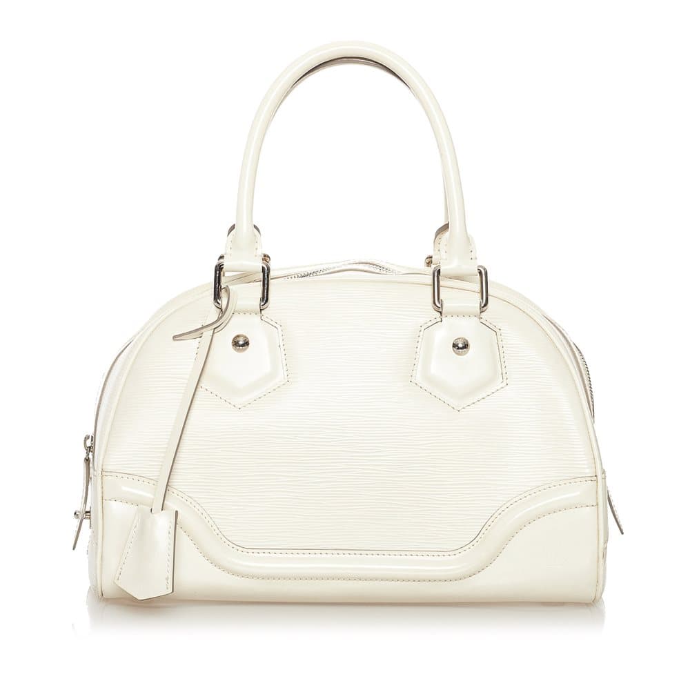 Pre-owned Louis Vuitton Epi Bowling Montaigne PM White
