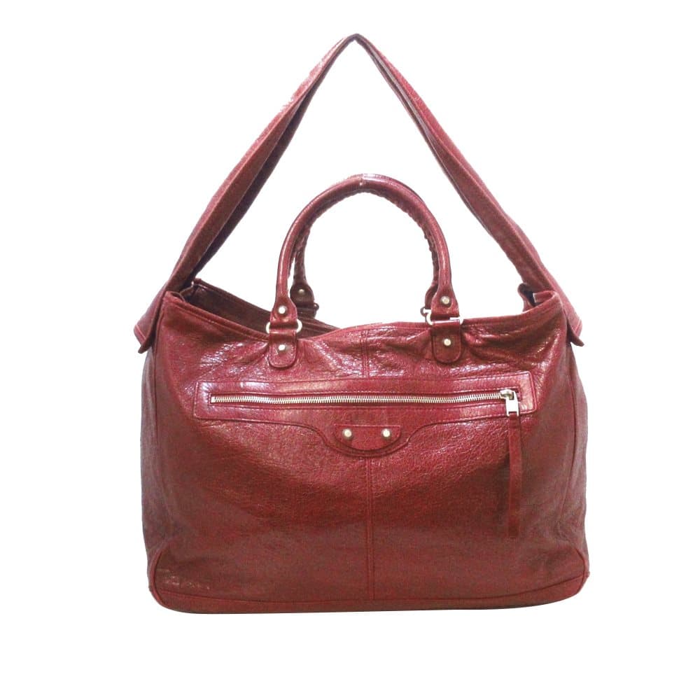 Pre-owned Balenciaga Motocross Classic Bridge Leather Travel Bag Red