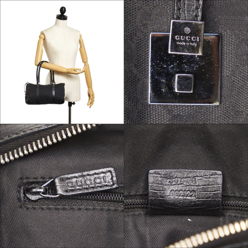 Pre-owned Gucci GG Canvas Boston Bag Black
