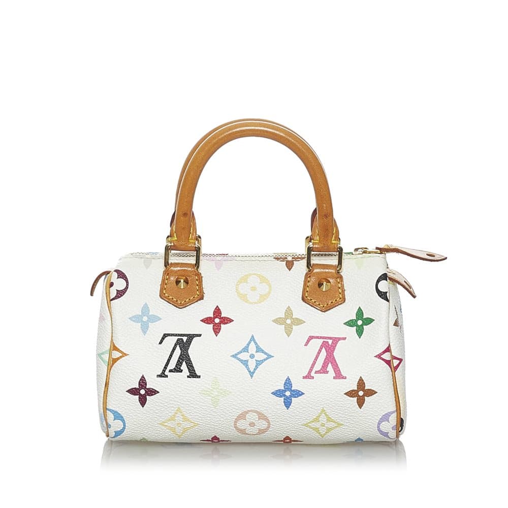 Pre-owned Louis Vuitton Monogram Multicolore Mini Speedy White