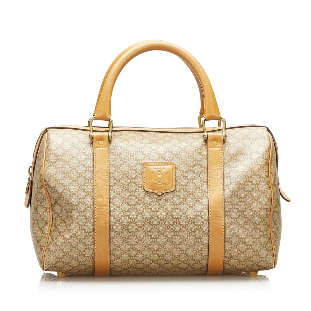 Pre-owned Celine Macadam Boston Bag Brown
