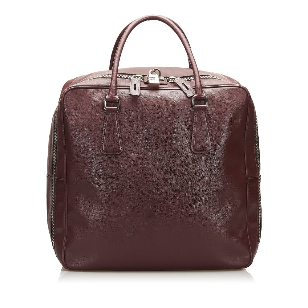 Pre-owned Prada Saffiano Travel Bag Red