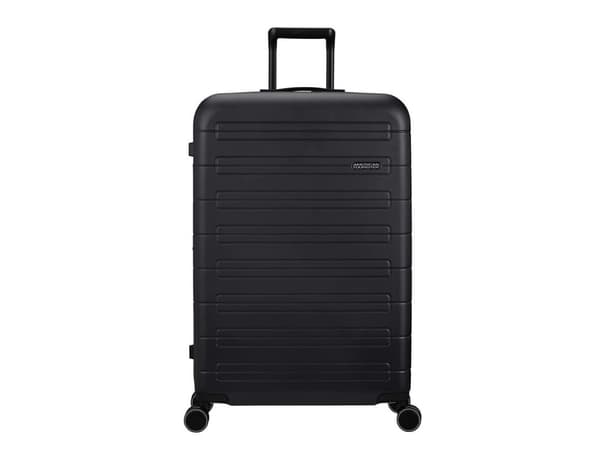 American Tourister Spinner, Tralle, Hard overflate, Sort, Stor, Polykarbonat (PC), Polyetylentereftalat (PET)