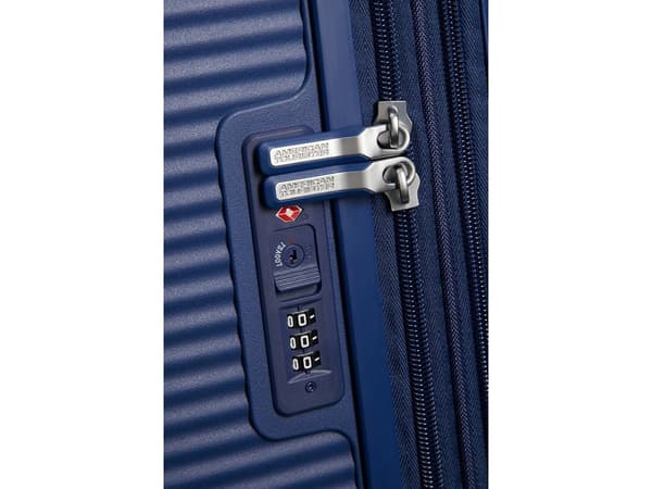 American Tourister Soundbox, Pyörivä, Sininen, Polypropeeni (PP), 4 renkaita, Pyörivä pyörä, Vetoketju