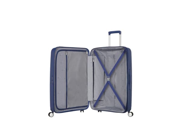 American Tourister Soundbox, Pyörivä, Sininen, Polypropeeni (PP), 4 renkaita, Pyörivä pyörä, Vetoketju
