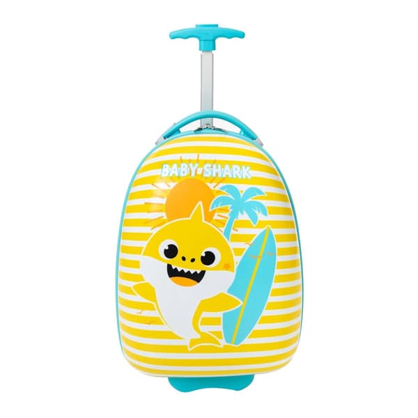 Baby Shark Childrens/Kids Striped 2 Wheeled Suitcase Blue/Yellow One Size