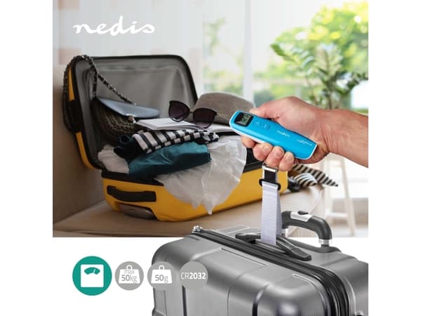 Nedis SCLU112BU, Elektronisk, 50 kg, Blå, Hvit, g, kg, Plast, 130 mm