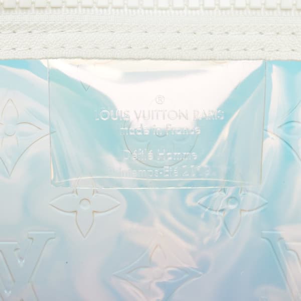 Pre-owned Louis Vuitton Monogram Prism Keepall Bandouliere 50 White
