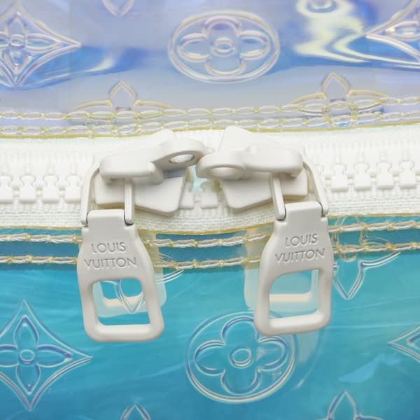 Pre-owned Louis Vuitton Monogram Prism Keepall Bandouliere 50 White
