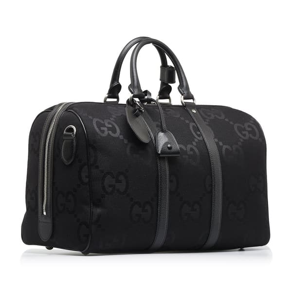 Pre-owned Gucci Small Jumbo GG Canvas Duffle Bag Black