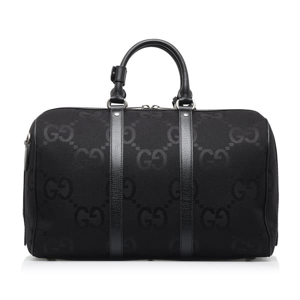 Pre-owned Gucci Small Jumbo GG Canvas Duffle Bag Black