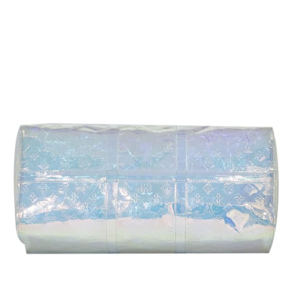 Pre-owned Louis Vuitton Monogram Prism Keepall Bandouliere 50 White