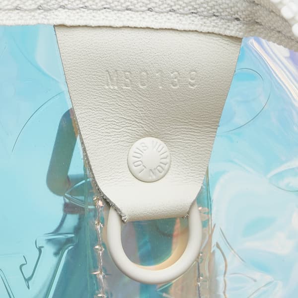 Pre-owned Louis Vuitton Monogram Prism Keepall Bandouliere 50 White