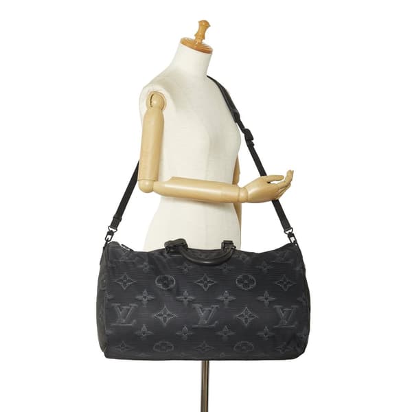 Pre-owned Louis Vuitton Monogram 3D 2054 Reversible Keepall Bandouliere 50 Black