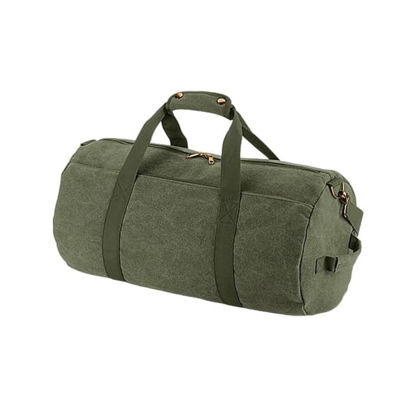 Bagbase Barrel Canvas Duffle Bag Vintage Military Green One Size