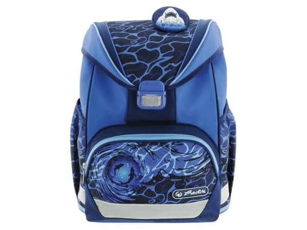 Herlitz UltraLight Plus Blue Shark, Pennal, Pencil pouch, Skolesekk, Sportsbag, Gutt, Barneskole, Ryggsekk, 16 l, Forlomme, Sidelomme