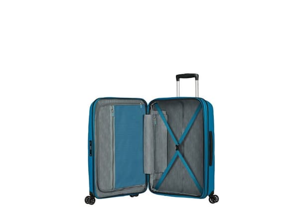 American Tourister BON AIR DLX, Tralle, Hard overflate, Blå, Seaport Blue, Medium, Polypropylen (PP)