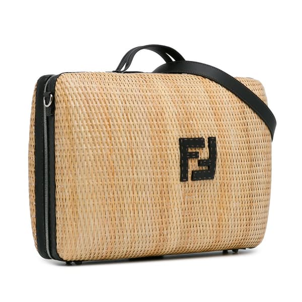 Pre-owned Fendi Rattan Travel Bag Brown