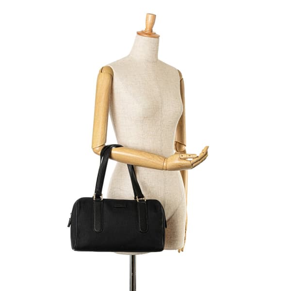 Pre-owned Gucci Canvas Charmy Boston Bag Black