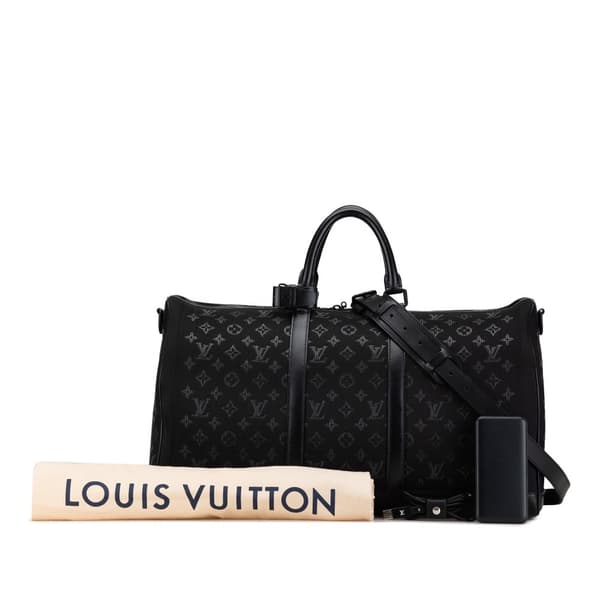 Pre-owned Louis Vuitton Monogram Light Up Keepall Bandouliere 50 Black