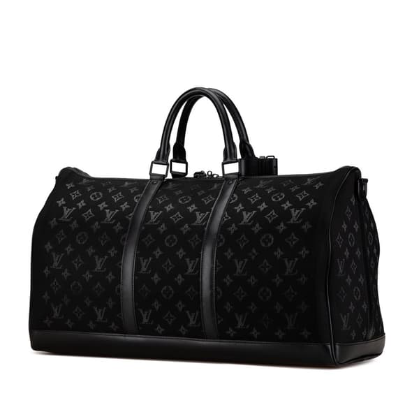 Pre-owned Louis Vuitton Monogram Light Up Keepall Bandouliere 50 Black