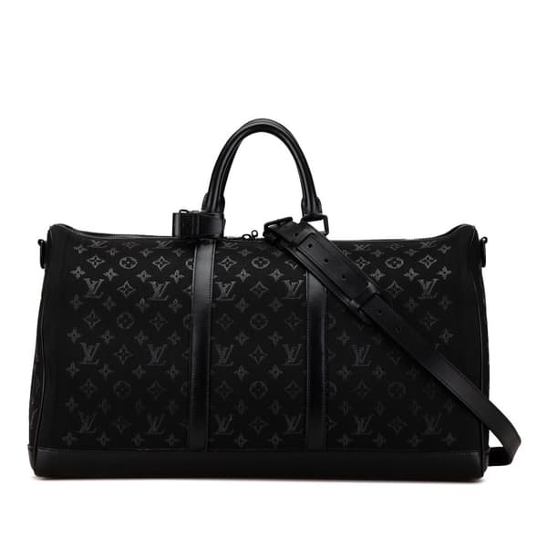 Pre-owned Louis Vuitton Monogram Light Up Keepall Bandouliere 50 Black