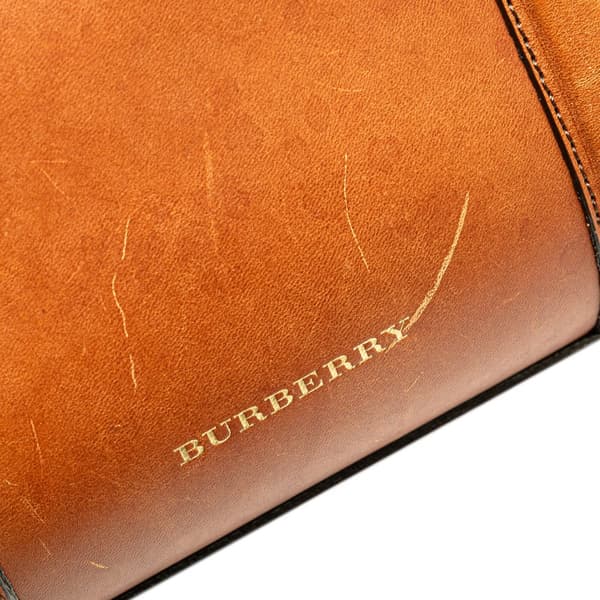 Pre-owned Burberry House Check Alchester Sactorial Canvas Boston Bag Brown