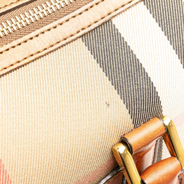 Pre-owned Burberry House Check Alchester Sactorial Canvas Boston Bag Brown