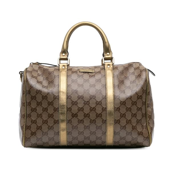 Pre-owned Gucci Medium GG Crystal Joy Boston Brown