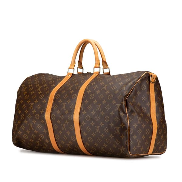 Pre-owned Louis Vuitton Monogram Keepall Bandouliere 55 Brown